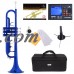 Mendini by Cecilio Bb Trumpet w/Tuner, Stand, Pocketbook, Deluxe Case and 1 Year Warranty, Blue Lacquer MTT-BL+SD+PB+92D   